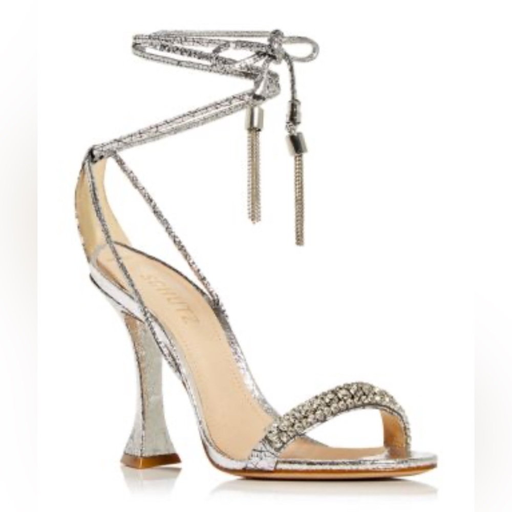 SCHUTZ Women's Bellin Embellished Ankle Tie High Heel Sandals - Size 9.5B